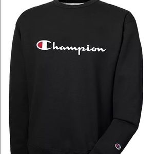 CHAMPION Men's Powerblend Fleece Logo Sweatshirt Black Size Large